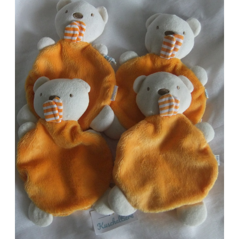 Babydream - vier Schmusetücher - Bär orange/weiß - ca. 22 cm lang