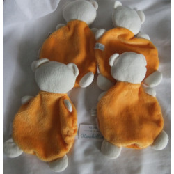Babydream - vier Schmusetücher - Bär orange/weiß - ca. 22 cm lang