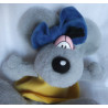 Depesche - Vintage Plüschtier - Diddl Maus grau mit gelben Kleidchen - blaue Schleife - ca. 28 cm groß - Schlenker
