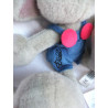 Depesche - Vintage Plüschtier - Diddl Maus grau mit Latzhose blau mit pinken Knöpfen - ca. 27 cm groß - Schlenker
