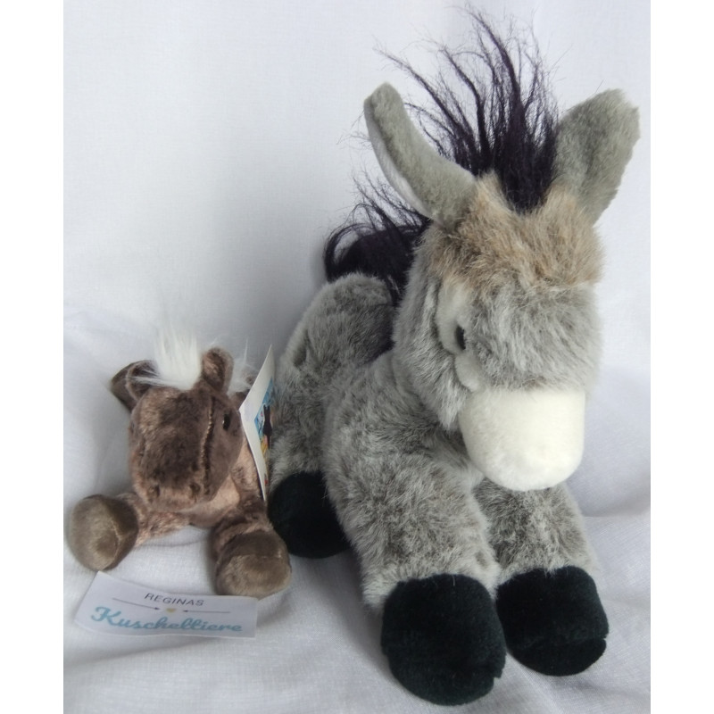 Vintage Animal Alley Plüschtier Pferd liegend und Esel (Marke unbekannt) liegend