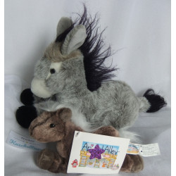 Vintage Animal Alley Plüschtier Pferd liegend und Esel (Marke unbekannt) liegend