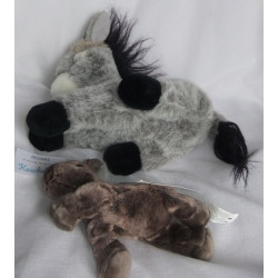 Vintage Animal Alley Plüschtier Pferd liegend und Esel (Marke unbekannt) liegend