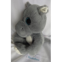 Sunkid - Plüschtier Nilpferd mit großen Glitzeraugen - grau, weiß, blau - ca. 30 cm groß - Schlenker