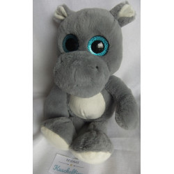 Sunkid - Plüschtier Nilpferd mit großen Glitzeraugen - grau, weiß, blau - ca. 30 cm groß - Schlenker