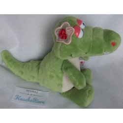Nici - Plüschtier - Krokodil Nahla grün, weiß mit kleiner rosa Blume am Öhrchen - ca. 20 cm groß - Schlenker
