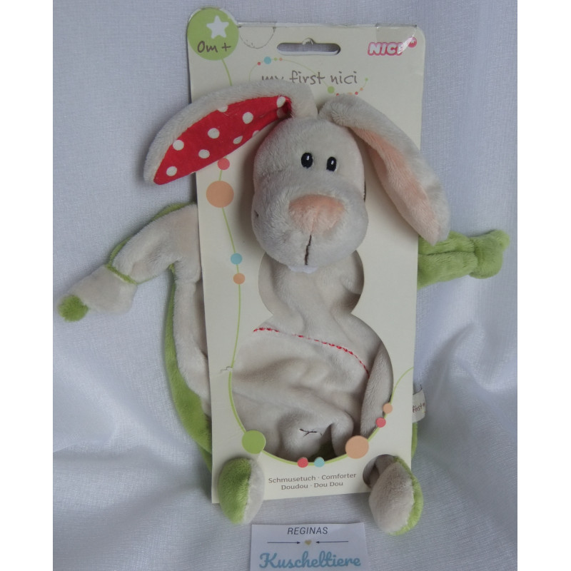 Nici - My first Nici - Schmusetuch - Hase Tilli - beige, grün - ca. 25 cm lang