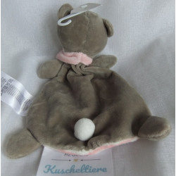 Kik - Ergee - Schmusetuch Bär - rosa-weiß gestreift, braungrau - ca. 18 cm lang