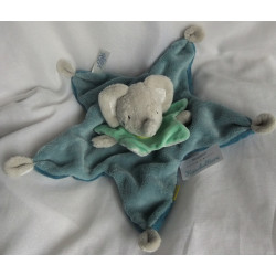 Beauty Baby - Müller - Schmusetuch Deluxe - Elefant mit Rasselgeräusch - grau, türkis, blau - ca. 30 cm lang