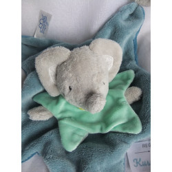 Beauty Baby - Müller - Schmusetuch Deluxe - Elefant mit Rasselgeräusch - grau, türkis, blau - ca. 30 cm lang