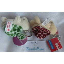 Nici - zwei Schlüsselanhänger - Schildkröte Esmeralda mit kleiner karierten Fliege - rotbraun und grün - ca. 10 cm groß