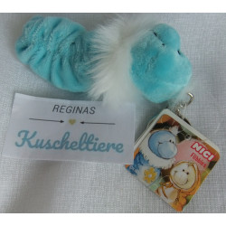 Nici - Schlüsselanhänger - Wurm Flibbie blau mit aufgestickter Blume gelb - ca. 10 cm groß
