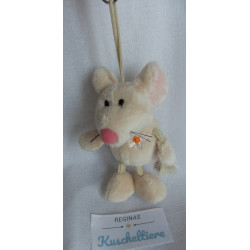 Nici - Schlüsselanhänger / Karabinerhaken - Maus Milly mit kleiner aufgestickten Blume - ca. 12 cm  groß - Schlenker