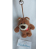 Nici - Schlüsselanhänger / Karabinerhaken - Bär Schokobär mit kleiner aufgestickten Blume - ca. 12 cm  groß - Schlenker