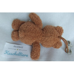 Nici - Schlüsselanhänger / Karabinerhaken - Bär Schokobär mit kleiner aufgestickten Blume - ca. 12 cm  groß - Schlenker