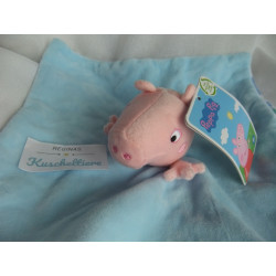 Sambro - Schmusetuch - Peppa Pig Wutz George - hellblau, rosa, bunt gestreift - ca. 27 cm x 27 cm groß