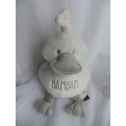 BamBam - Rassel - Spieltier - Ente - weiß und grau - ca. 21 cm groß - Schlenker