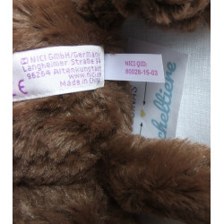 Nici - Plüschtier - Classic Bear - Bär - braun, blau-weiß gestreifte Fußsohlen - ca. 20 cm groß - liegend