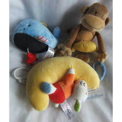 drei Spieluhren - Tchibo TCM Spieluhr Wal - Sunkid Schaf im Mond Spieluhr - Babylove Affe mit Banane