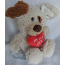 Nici - Plüschtier - Love Dog - Hund beige, braun mit rotem Herzchen Hab Dich Lieb - ca. 25 cm groß - Schlenker