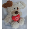Nici - Plüschtier - Love Dog - Hund beige, braun mit rotem Herzchen Hab Dich Lieb - ca. 25 cm groß - Schlenker