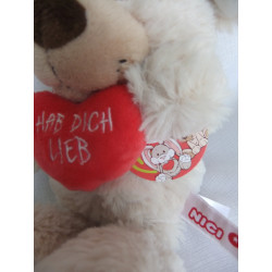 Nici - Plüschtier - Love Dog - Hund beige, braun mit rotem Herzchen Hab Dich Lieb - ca. 25 cm groß - Schlenker