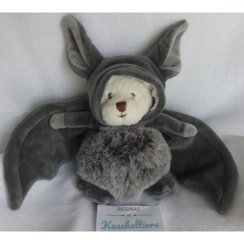 Bukowski Design - Plüschtier - Bär Ziggy Fledermaus - Grau, grau-weiß meliert, weiß - ca. 15 cm groß - sitzend