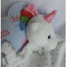 Spiegelburg - BabyGlück - Schmusetuch Einhorn weiß mit grauen Motiven, bunte Mähne - ca. 26 cm lang