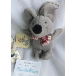 zwei Plüschtiere Vintage - C&A Plüschtier Maus grau mit Loop - Uli Stein Bär Kettchen Weihnachtsbär mit rotem Schal