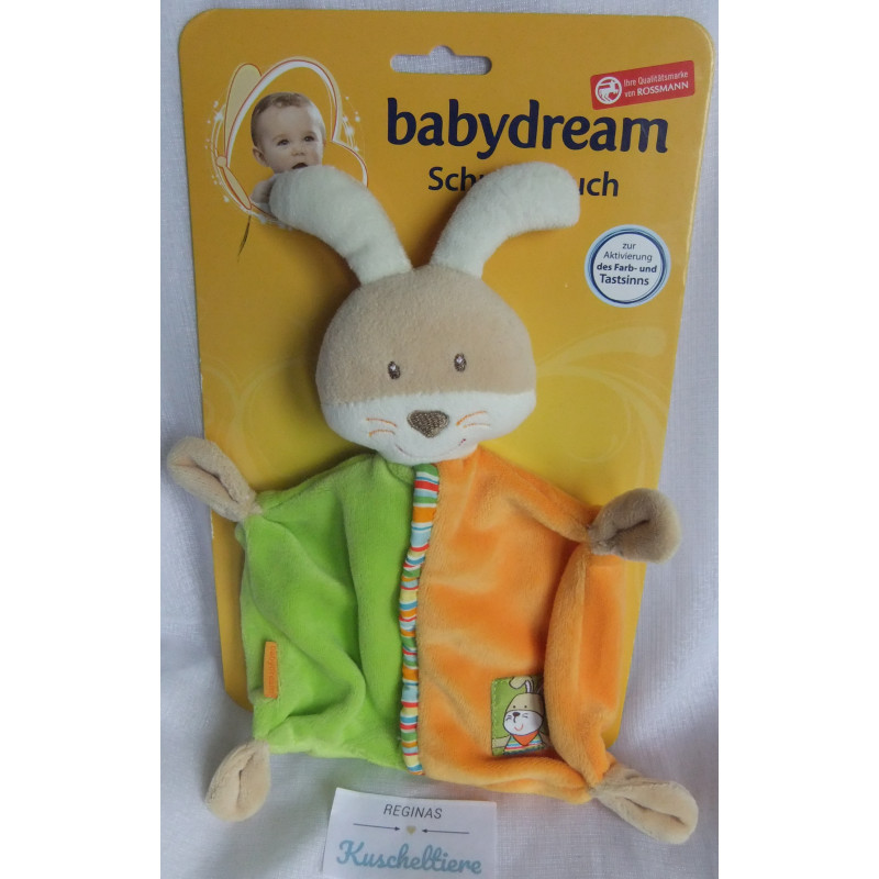 Babydream - Schmusetuch - Hase - grün, orange, hellbraun - ca. 23 cm lang