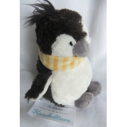 Nici - Plüschtier - Pinguin Jori schwarz, weiß mit gestreiftem Schal - ca. 15 cm groß - Schlenker
