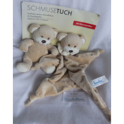Bambia - Sunkid - Set Schmusetuch  und Rasselspieltier Bär hellbraun, creme, braun
