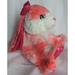 Wild Republic - Plüschtier - Hase rosa, weiß mit Schleife pink - ca. 26 cm hoch und ca. 24 cm lang