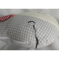 Hansekind GmbH - Stofftier-Kuschelkissen - Wal figürlich - weiß, grau-weiß, rot-weiß kariert - ca. 35 cm lang