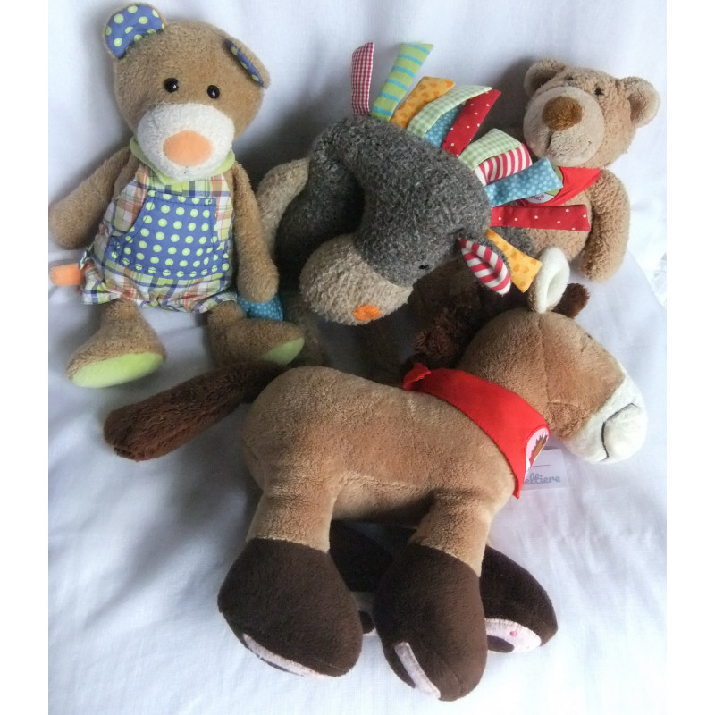 Plüschtiersammlung - 3 x Sigikid Plüschtiere Pferd, Pony, Bär und 1 x Sterntaler Plüschtier Bär Benno