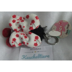 Nici - Schlüsselanhänger - Jolly Lynn Schmetterling - grau,rot,weiß,schwarz, Blumenmuster  - ca. 10 cm groß
