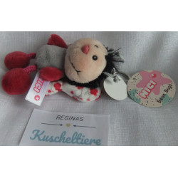 Nici - Schlüsselanhänger - Jolly Lynn Schmetterling - grau,rot,weiß,schwarz, Blumenmuster  - ca. 10 cm groß