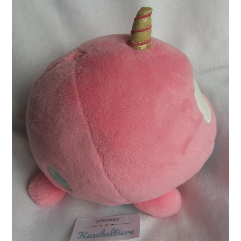 Nici - Plüschtier - Theodor Friends - Einhorn-Wal Rainbow Bubble - rosa, bunte Streifen - ca. 23 cm lang - liegend