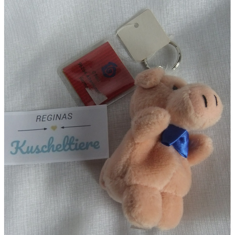 Nici - Schlüsselanhänger - Schweinchen rosa mit blauer Fliege - ca. 9 cm groß