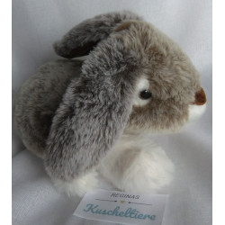 Dressler & Zimmerhackl KG - Plüschtier - Hase - grau-braun meliert - weiß, braun - ca. 23 cm lang - liegend