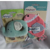 Babydream - Rasselgreifling Elefant hellblau und Knistertuch Fisch rosa, bunte Motive