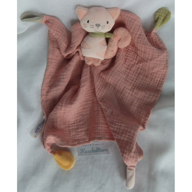 Beauty Baby - Schmusetuch - Katze - Plüsch, Musselin - ca. 32 cm x 32 cm groß
