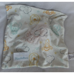 Primark - Disney - Schmusetuch - Winnie Pooh - grau, gelb, orange und weiß mit Motiven - ca. 30 cm x 30 cm groß