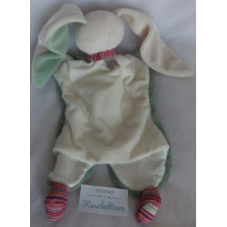 Bukowski - Schmusetuch / Handpuppe - Hase creme, grün - Schal und Füßchen in bunt - ca. 35 cm lang
