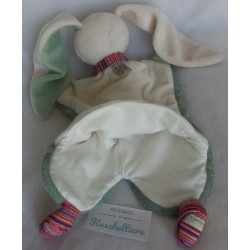 Bukowski - Schmusetuch / Handpuppe - Hase creme, grün - Schal und Füßchen in bunt - ca. 35 cm lang