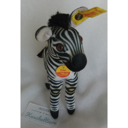 Steiff - Stofftier - Zebra Ossi - schwarz, weiß - ca. 16 cm hoch und ca. 14 cm lang - stehend