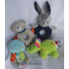 Vier Rasselgreiflinge  - Ikea Hase, Paradise Toys Elefant, Rotho Bär, Babydream Krake