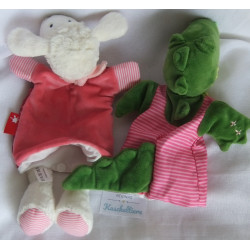 Sigikid - Zwei Schmusetuch/Handpuppe Schaf Schnuggi und Krokodil (bitte lesen)