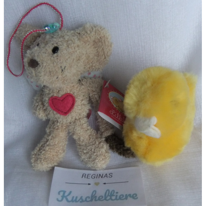 zwei Plüschtiere - Sigikid Küken gelb und Lillebi Maus Engel mit Loop