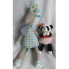 Zwei Kuscheltiere - Depot Stofftier Einhorn und Panda gestrickt mit Tüllrock